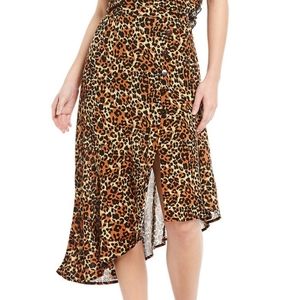 🍍NWT leopard/cheetah flowy skirt🍍 high waisted button front with split